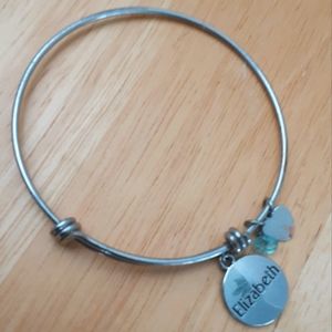 Bangle Bracelet, Elizabeth Charm and Piece of Aquamarine